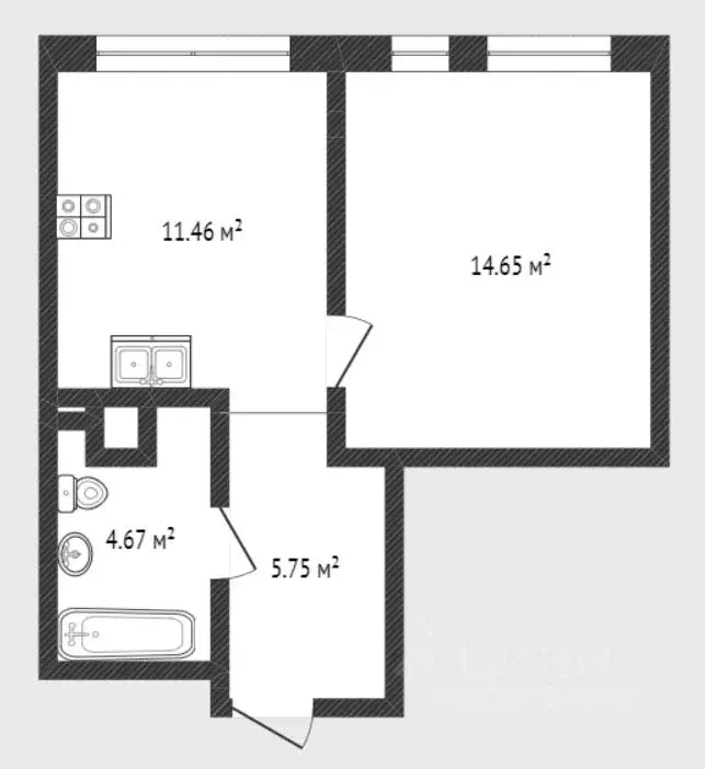 1-к кв. Тюменская область, Тюмень ул. Тимофея Чаркова, 91 (36.5 м) - Фото 1