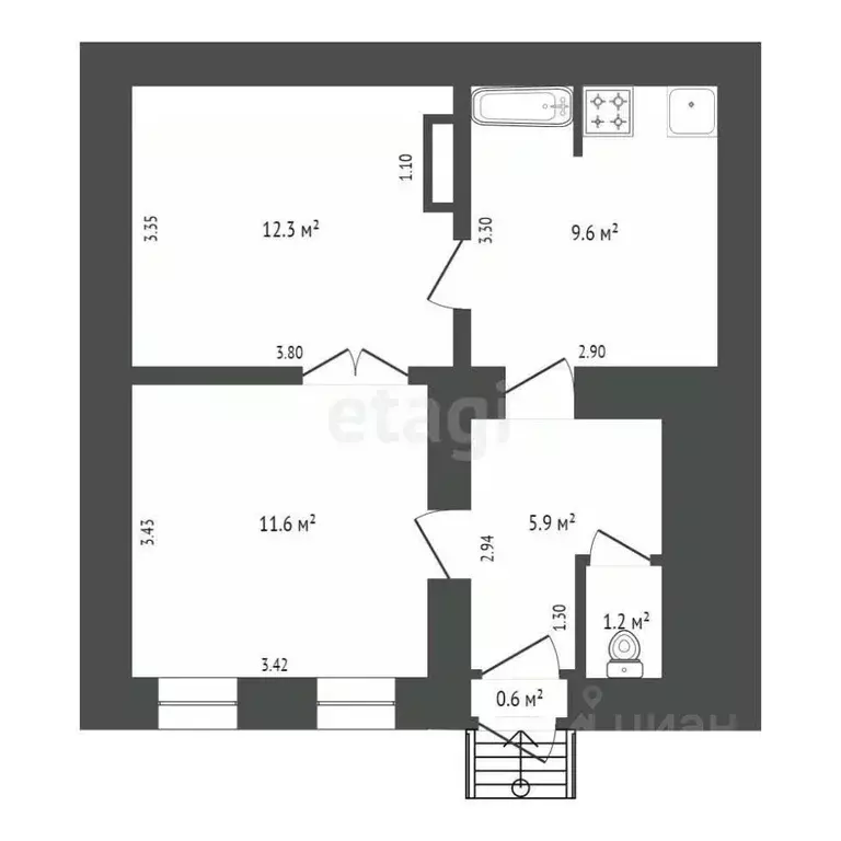 2-к кв. Ростовская область, Ростов-на-Дону ул. Обороны, 99 (42.0 м) - Фото 1