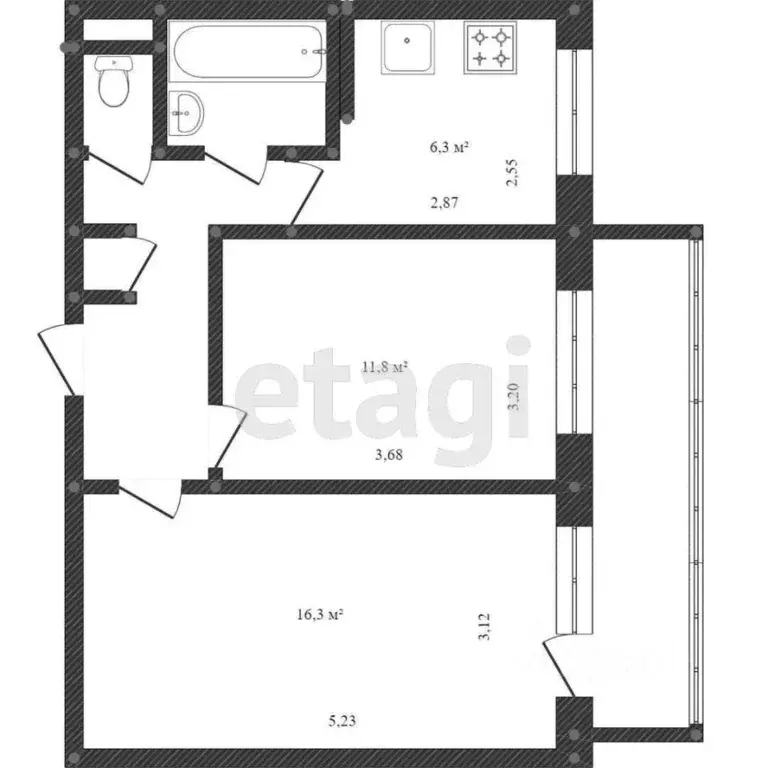 2-к кв. Белгородская область, Белгород ул. Губкина, 31 (44.4 м) - Фото 1