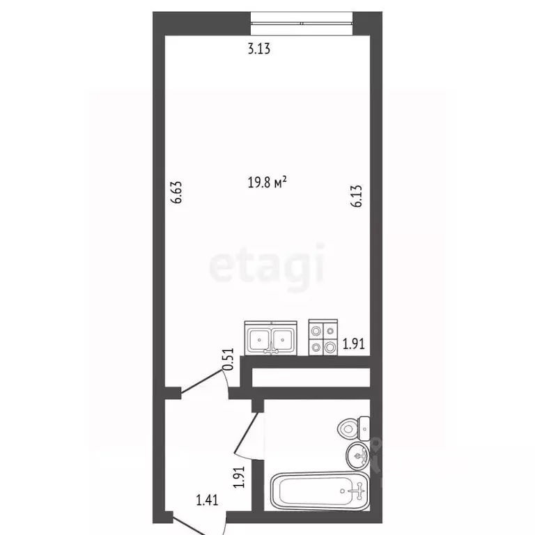 Студия Санкт-Петербург ул. Доблести, 7к2 (26.6 м) - Фото 2