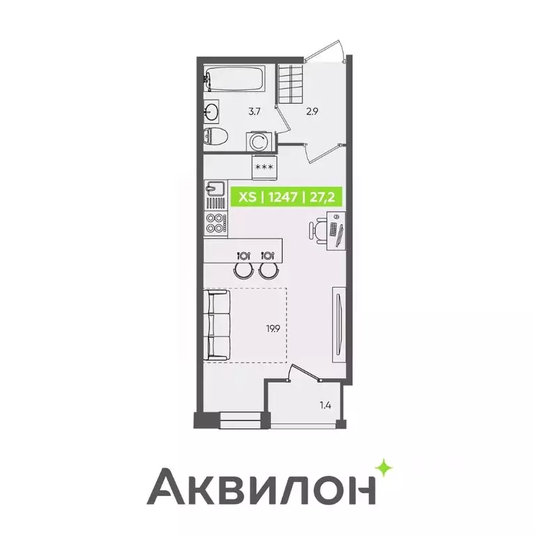 Студия Санкт-Петербург Планерная ул., 87к1 (27.2 м) - Фото 0