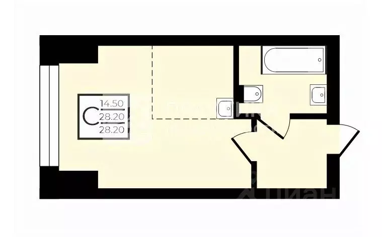 Студия Москва Мичуринский просп., 56 (28.2 м) - Фото 2