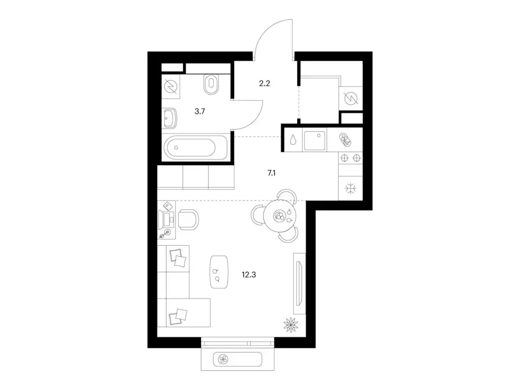 квартира-студия, 28.1 м - Фото 0