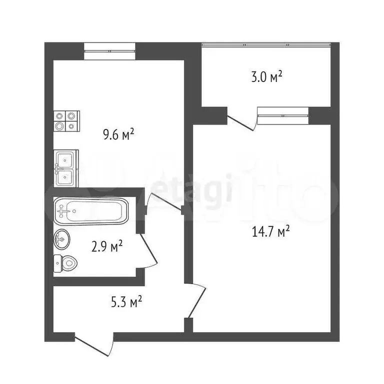 1-к. квартира, 32,3 м, 10/10 эт. - Фото 0