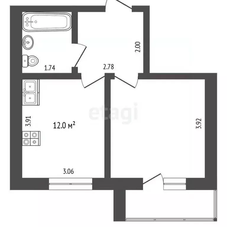 1-к кв. Вологодская область, Вологда ул. Гагарина, 80Ак4 (36.0 м) - Фото 2