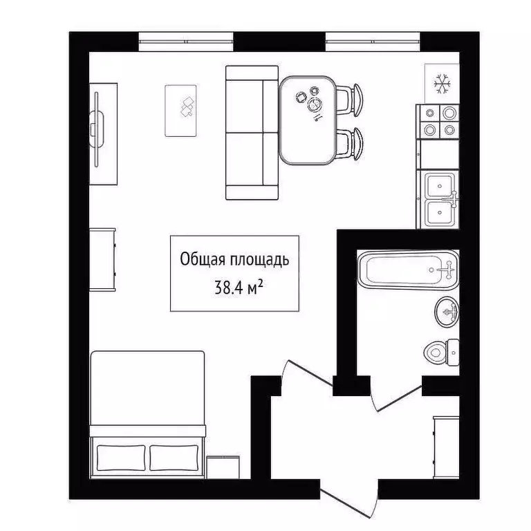 Квартира-студия: Бердск, Лунная улица, 28 (38.4 м) - Фото 1