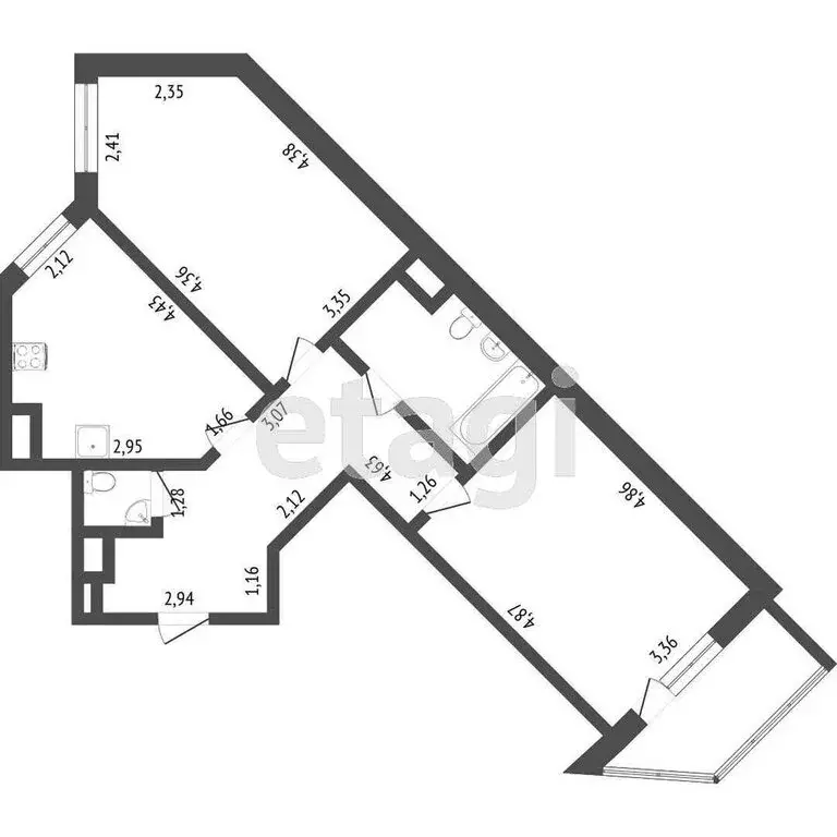 2-комнатная квартира: Санкт-Петербург, Кондратьевский проспект, 62к7 ... - Фото 1