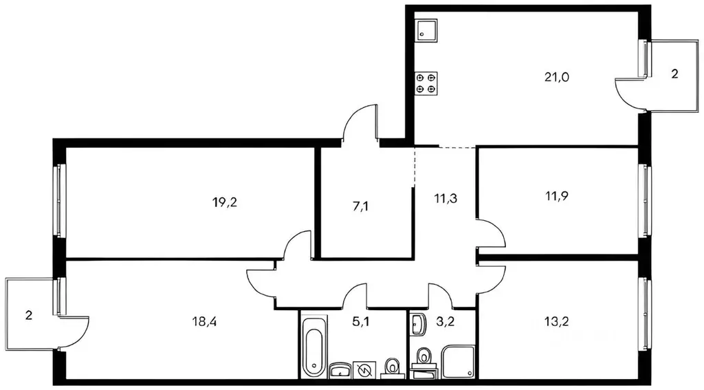 4-к кв. Москва Красноказарменная ул., 14Ак6 (110.0 м) - Фото 2