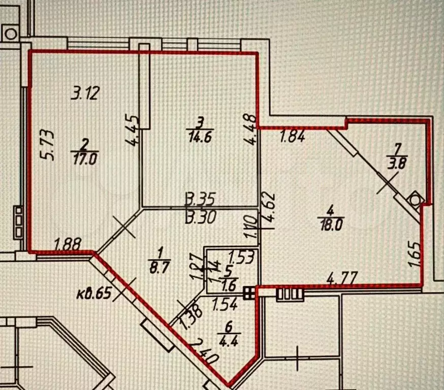 2-к. квартира, 68,1 м, 3/4 эт. - Фото 0