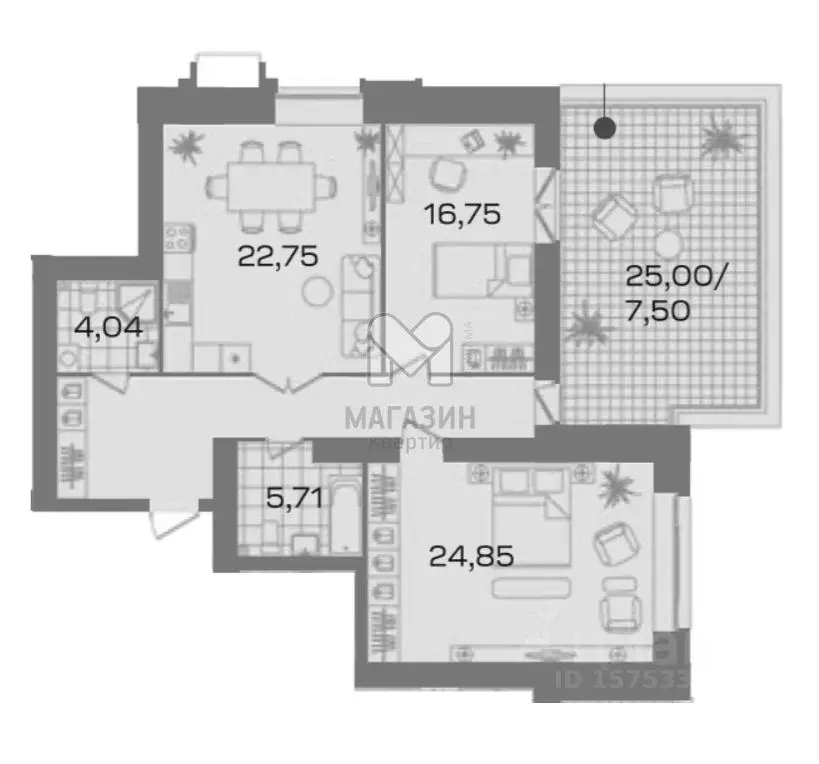 2-к кв. Санкт-Петербург Лиственная ул., 20к2 (90.76 м) - Фото 2