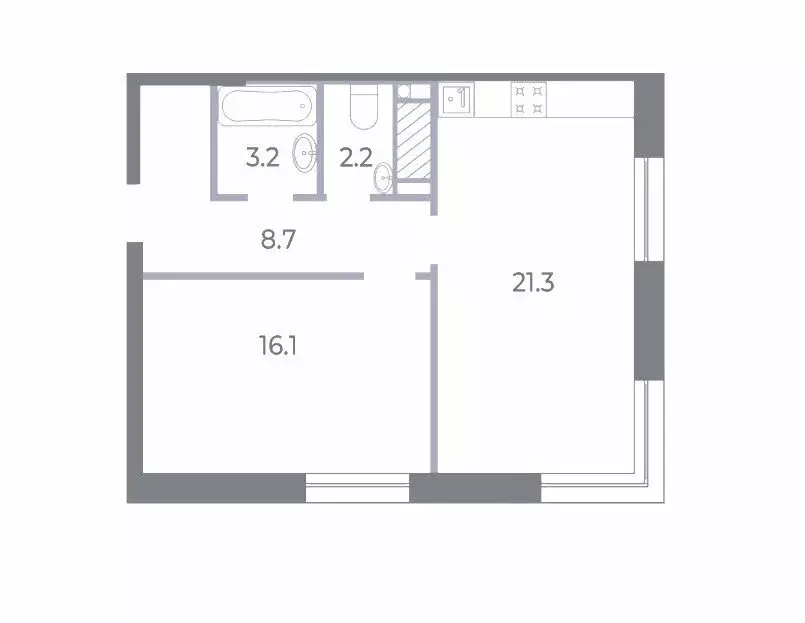 1-комнатная квартира: Санкт-Петербург, Петровский проспект, 9к2 (51.8 ... - Фото 1