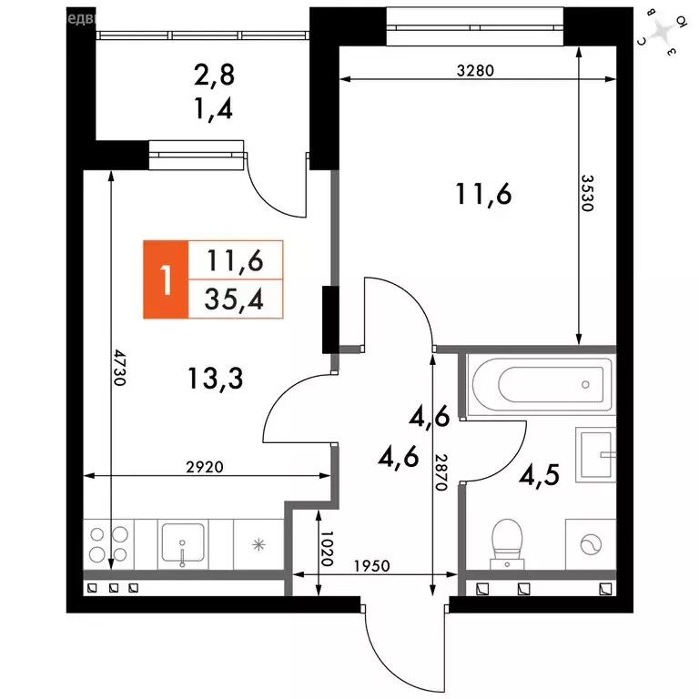 1-комнатная квартира: Зеленодольский район, Октябрьское сельское ... - Фото 2
