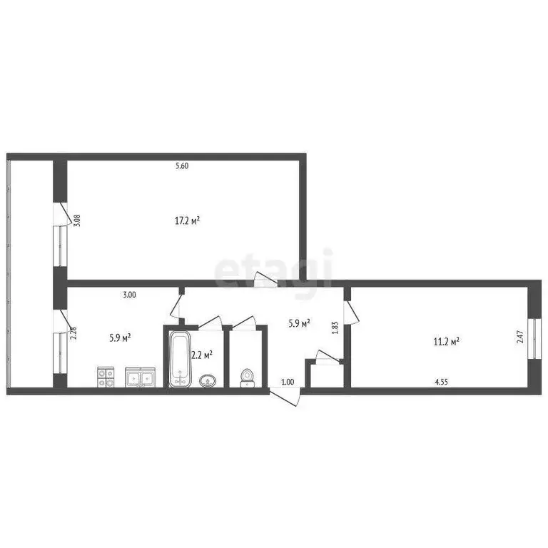 2-комнатная квартира: Ялта, улица Черкасова, 5 (55 м) - Фото 0
