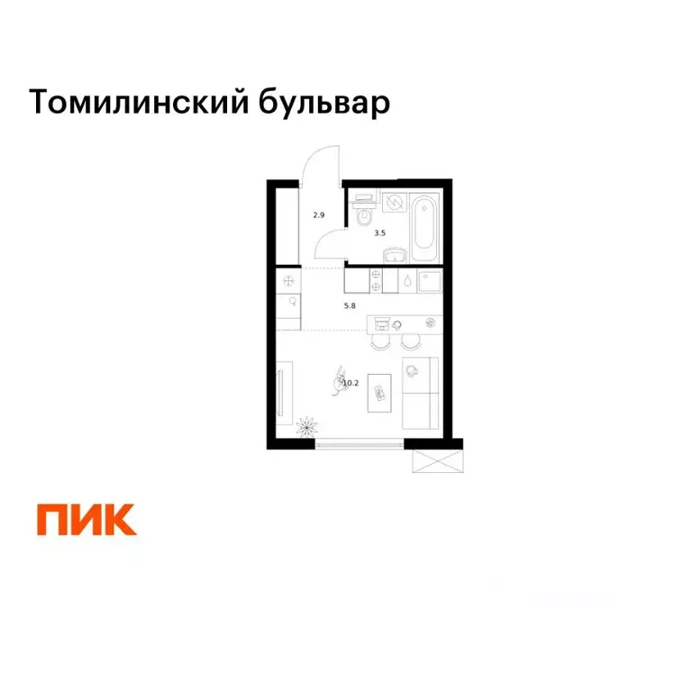 Студия Московская область, Котельники Ковровый мкр, Томилинский ... - Фото 1