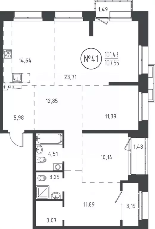 4-к кв. Иркутская область, Иркутск ул. Эдуара Дьяконова, 6 (107.18 м) - Фото 0