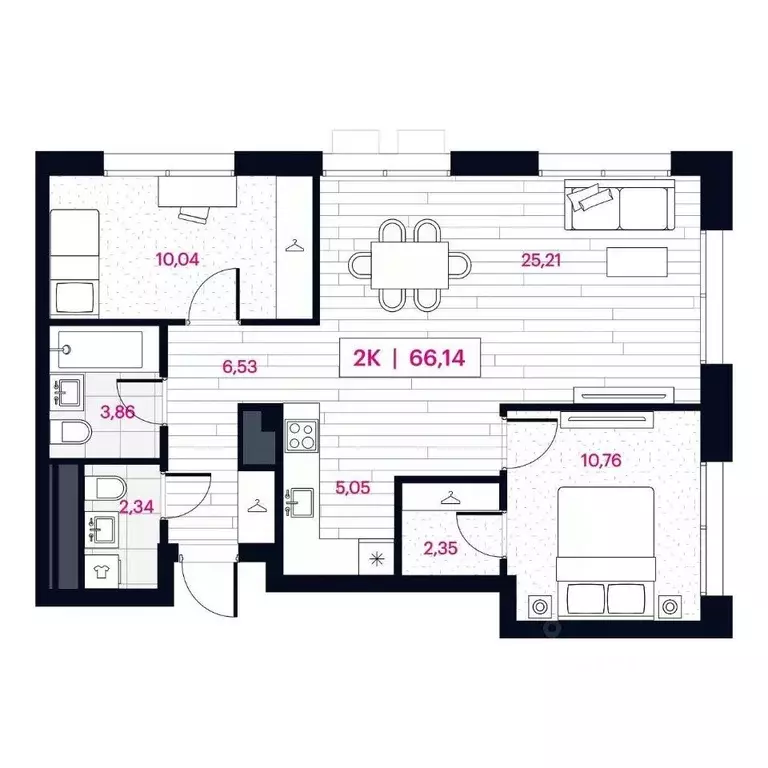 2-к кв. Омская область, Омск Пушкина 77 жилой комплекс (66.53 м) - Фото 0