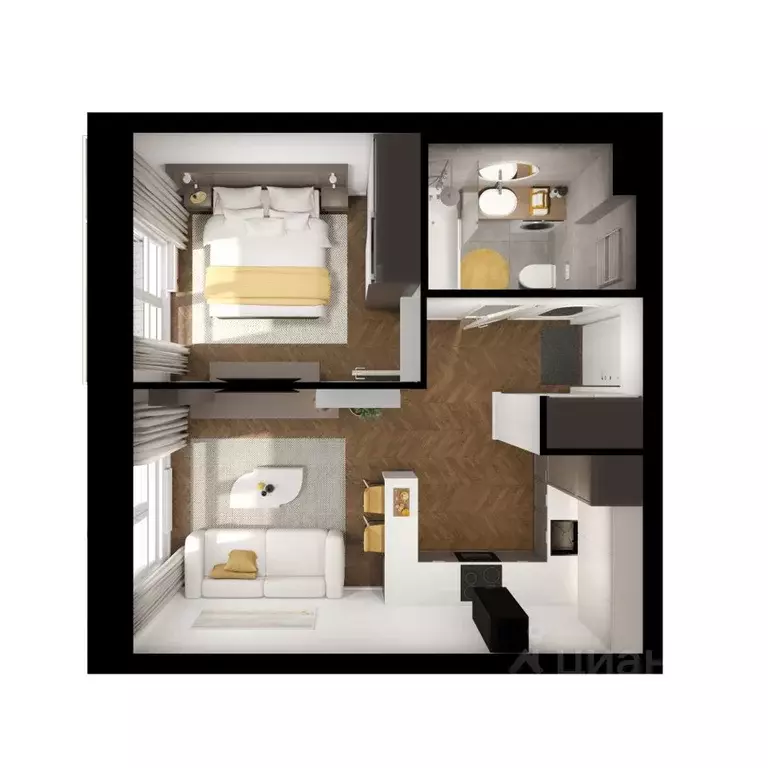 1-к кв. Московская область, Ленинский городской округ, Боброво пгт ... - Фото 2