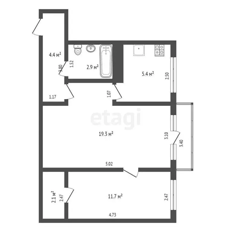 2-комнатная квартира: Самара, улица Георгия Ратнера, 3 (44.5 м) - Фото 1