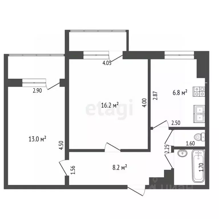 2-к кв. Крым, Симферополь городской округ, Грэсовский пгт ул. ... - Фото 1