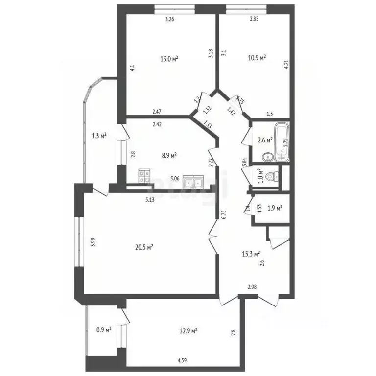 4-к кв. Марий Эл, Йошкар-Ола ул. Воинов-Интернационалистов, 21 (87.0 ... - Фото 2