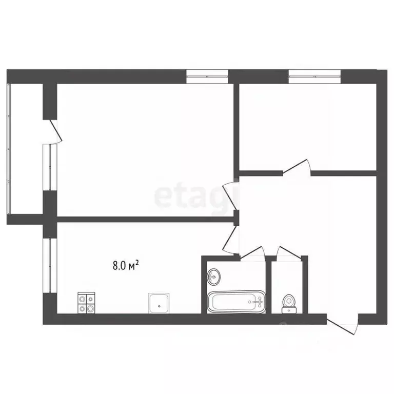2-к кв. Вологодская область, Кириллов ул. Преображенского, 23 (50.5 м) - Фото 2