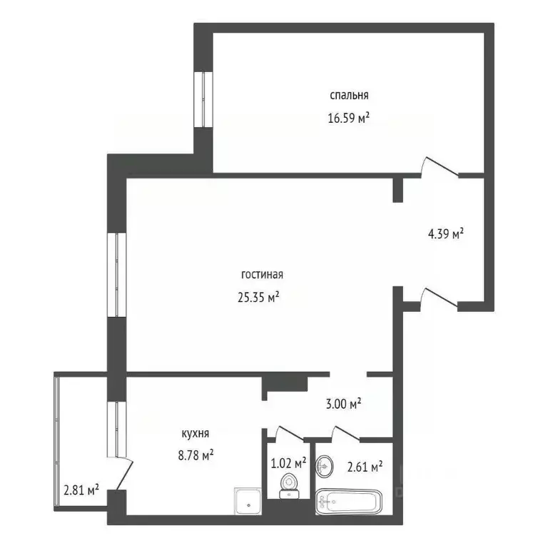 2-к кв. Красноярский край, Красноярск ул. Елены Стасовой, 48А (63.0 м) - Фото 2