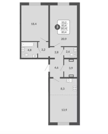 Продаётся 3-к квартира, 83.4 м - Фото 0