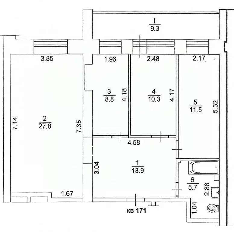 3-к кв. Томская область, Томск ул. Степана Разина, 19 (78.0 м) - Фото 2