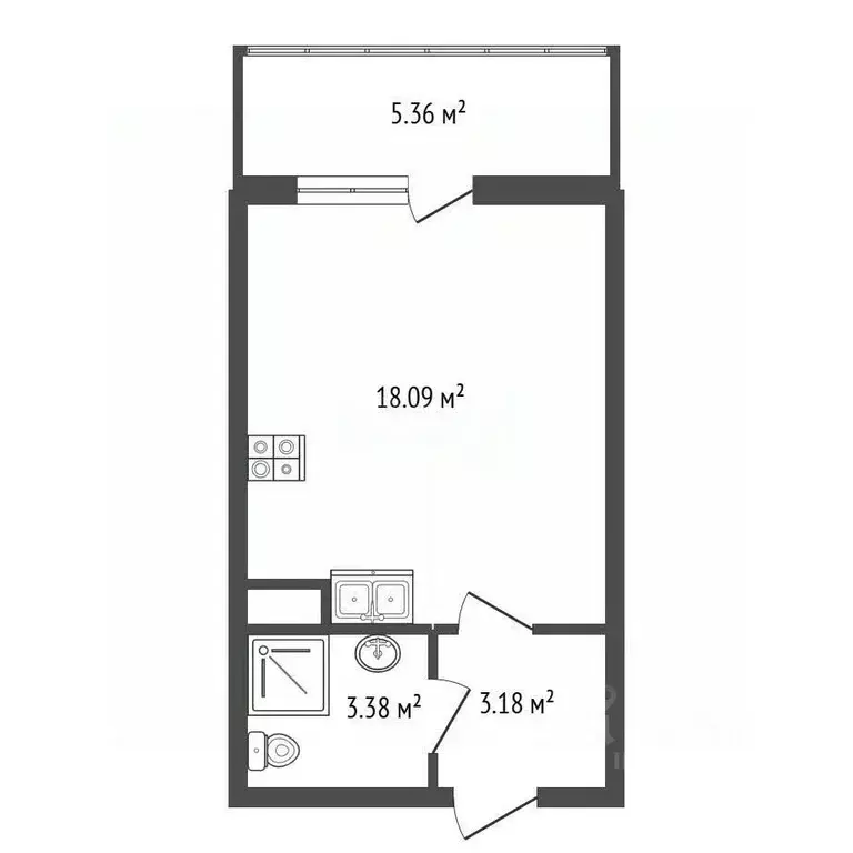 Студия Санкт-Петербург Кузнецовская ул., 58к4 (26.0 м) - Фото 2
