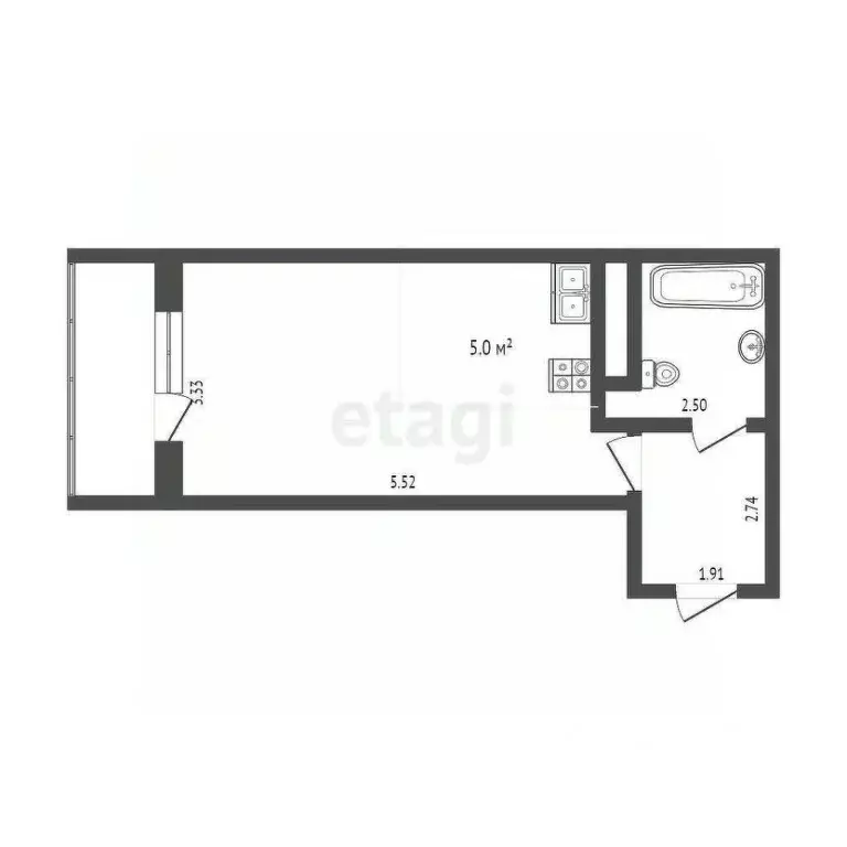 Студия Краснодарский край, Краснодар ул. Гидростроителей, 63 (24.5 м) - Фото 2