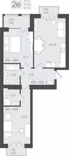 2-к. квартира, 70 м, 5/5 эт. - Фото 1