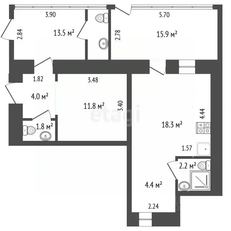 3-к кв. Крым, Ялта ул. Боткинская, 4 (71.9 м) - Фото 2