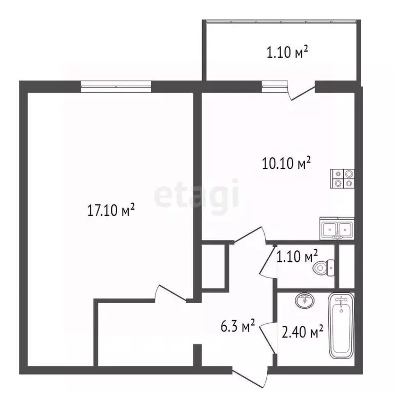 1-к кв. санкт-петербург парашютная ул, 35 (36.7 м) - Фото 1