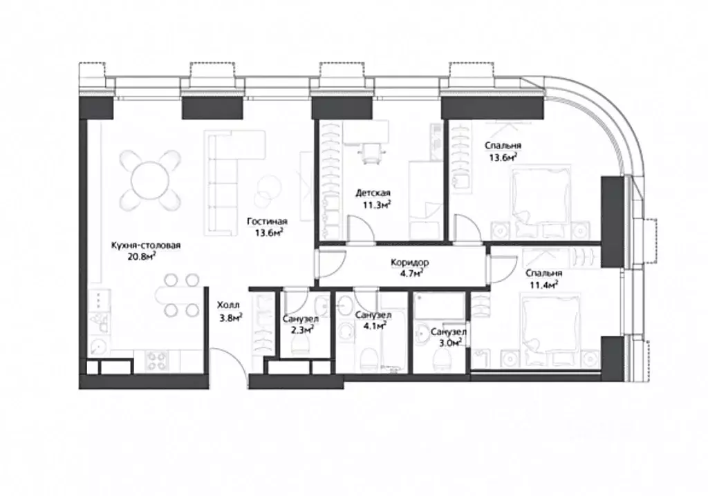 4-к кв. Москва Дмитровский проезд, 1 (88.6 м) - Фото 1