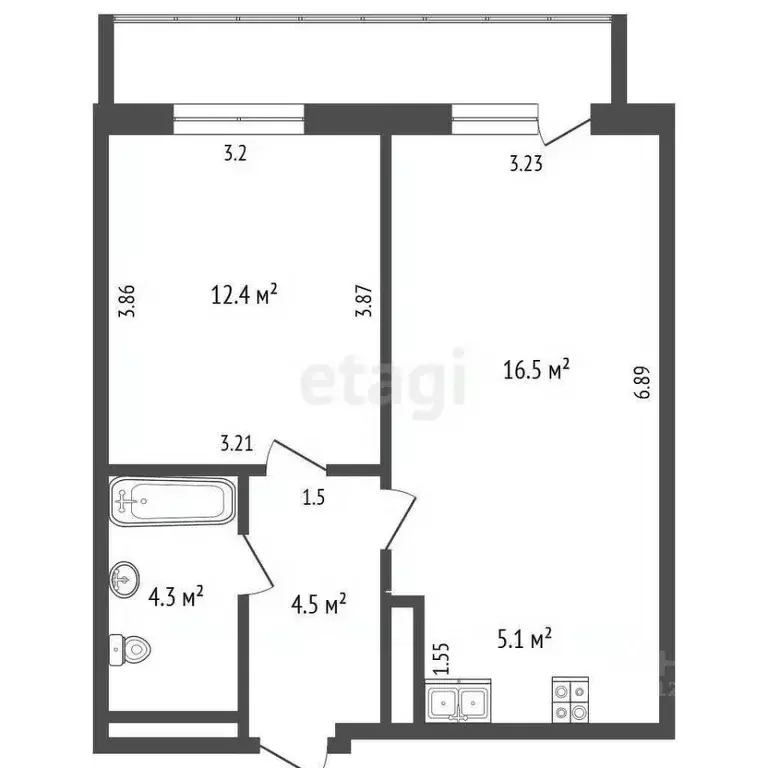 2-к кв. Пермский край, Пермь ул. Тургенева, 33Д (44.0 м) - Фото 1
