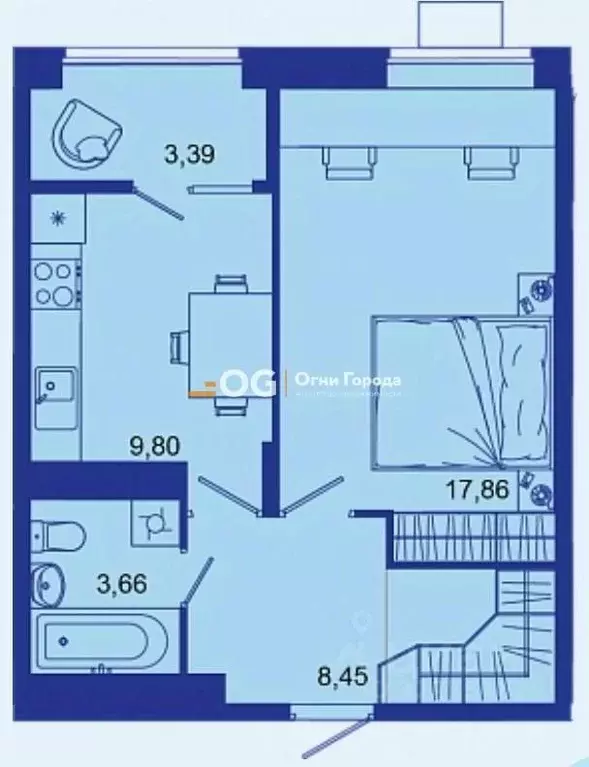 1-к кв. Брянская область, Брянск Советская ул., 124 (42.0 м) - Фото 2