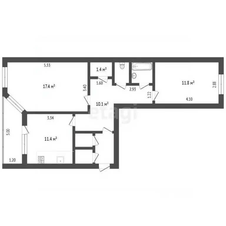 2-к кв. Ямало-Ненецкий АО, Новый Уренгой Лимбяяха мкр, Приозерный мкр, ... - Фото 2