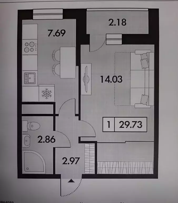 1-к кв. Рязанская область, Рязанский муниципальный округ, с. Дядьково ... - Фото 1