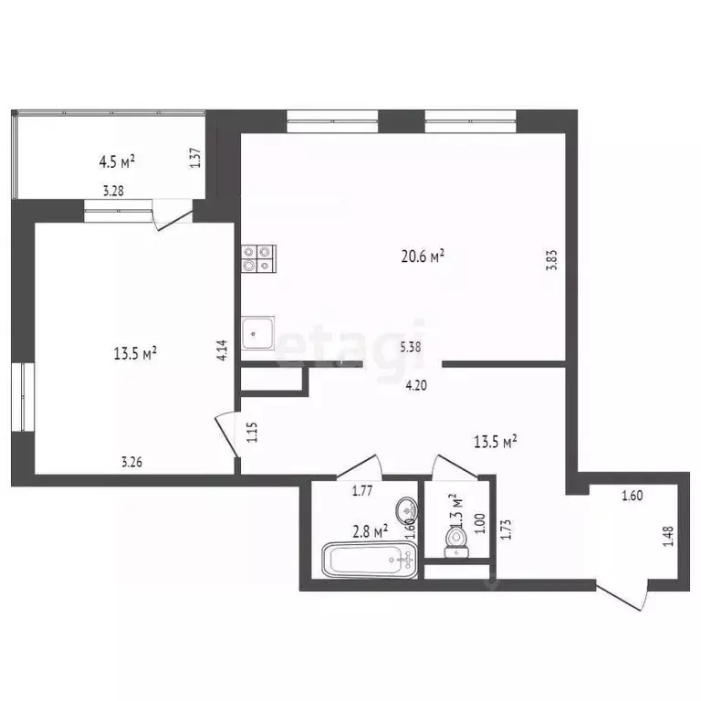 1-к кв. Тюменская область, Тюмень ул. Мельникайте, 2к10 (51.7 м) - Фото 0