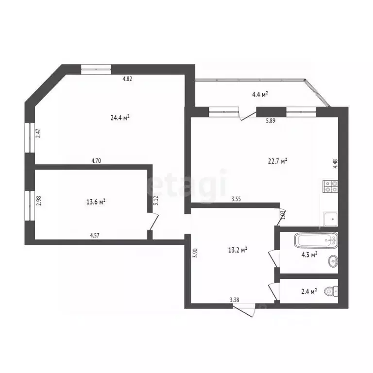 3-к кв. Тюменская область, Тюмень ул. Карла Маркса, 8 (80.6 м) - Фото 2