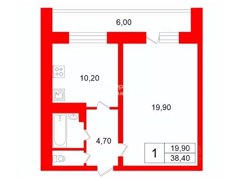 1-к кв. Санкт-Петербург просп. Ударников, 52к2 (38.4 м) - Фото 2