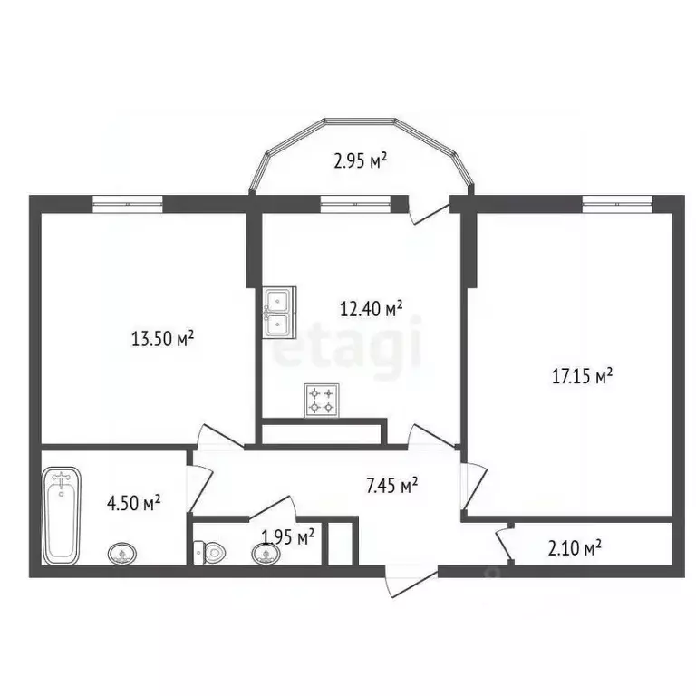 2-к кв. Санкт-Петербург пос. Парголово, ул. Федора Абрамова, 19к1 ... - Фото 2