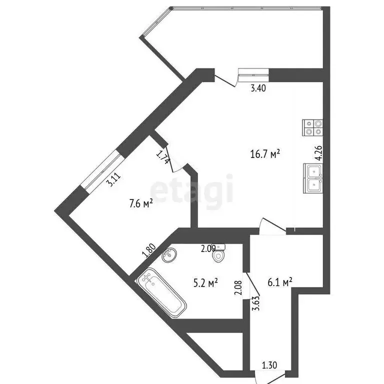 1-комнатная квартира: Челябинск, улица Братьев Кашириных, 131А (35.6 ... - Фото 1
