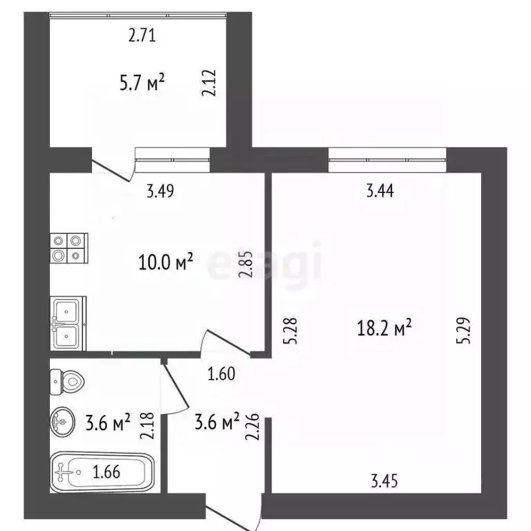 1-к кв. Башкортостан, Стерлитамак ул. Строителей, 8 (35.52 м) - Фото 2