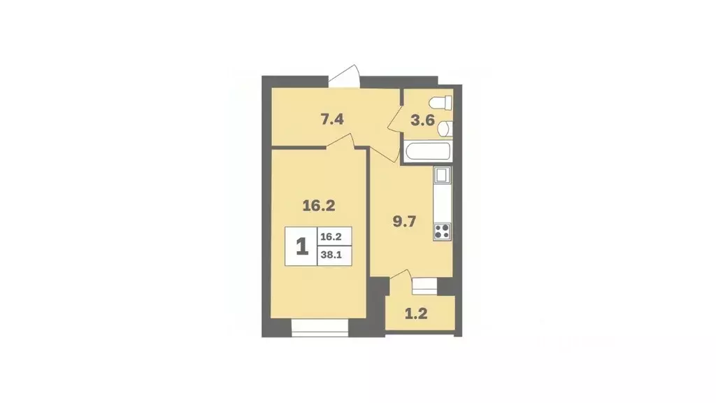 1-к кв. Башкортостан, Уфа Дагестанская ул., лит13 (38.1 м) - Фото 1