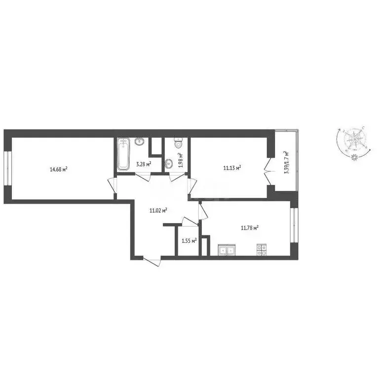 2-комнатная квартира: Вологда, Медуницинская улица, 11 (56.02 м) - Фото 1