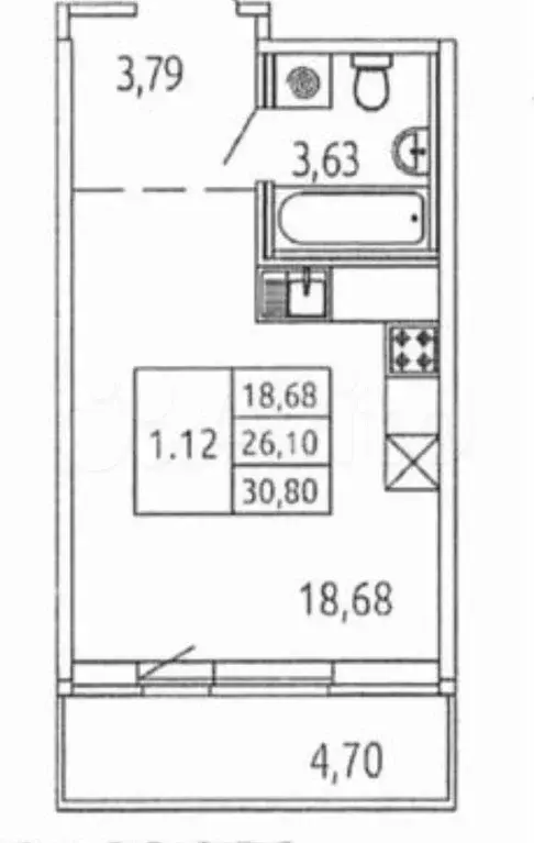 Квартира-студия, 25,7 м, 5/18 эт. - Фото 0
