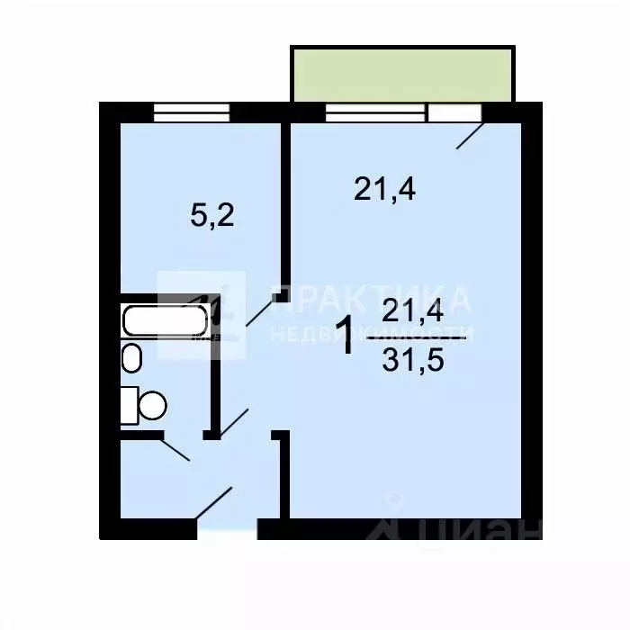 1-к кв. Москва бул. Матроса Железняка, 35 (31.5 м) - Фото 2