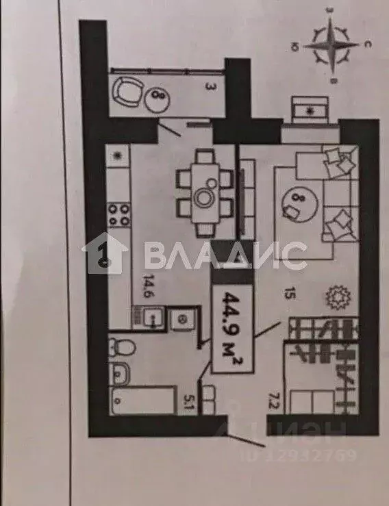 1-к кв. Пензенская область, Пензенский район, Засечный сельсовет, с. ... - Фото 2