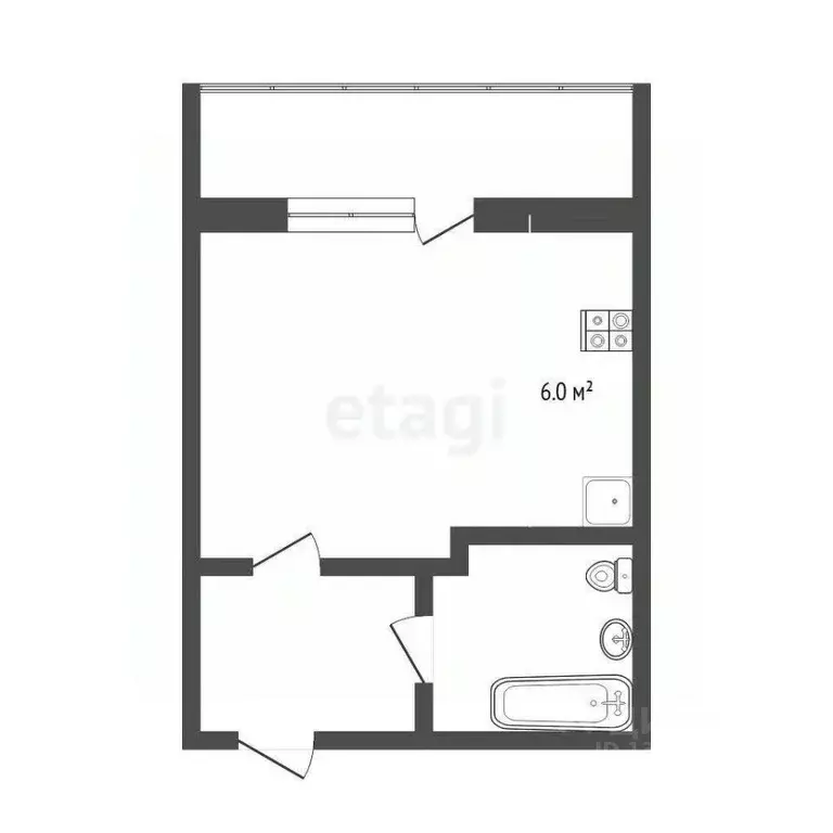 Студия Тюменская область, Тюмень ул. Верхнетарманская, 5 (22.9 м) - Фото 0